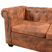 Thumbnail for Chesterfield Ecksofa 5-Sitzer Kunstleder Braun