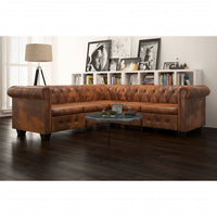Thumbnail for Chesterfield Ecksofa 5-Sitzer Kunstleder Braun