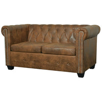 Thumbnail for Chesterfield-Sofa 2-Sitzer Kunstleder Braun