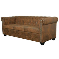 Thumbnail for Chesterfield-Sofa 3-Sitzer Kunstleder Braun