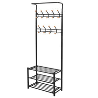 Thumbnail for Garderobe mit Schuhablage 68×32×182,5 cm Schwarz