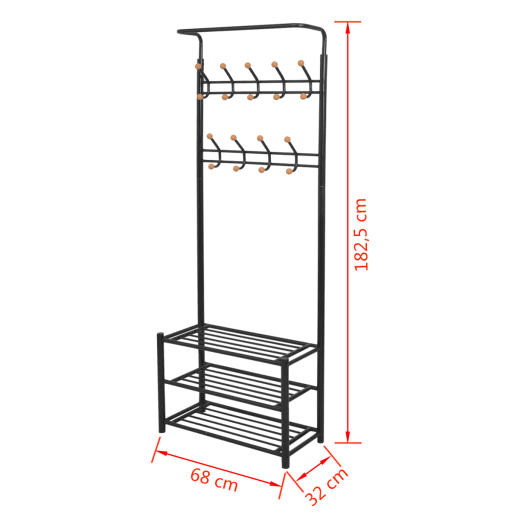 Garderobe mit Schuhablage 68×32×182,5 cm Schwarz