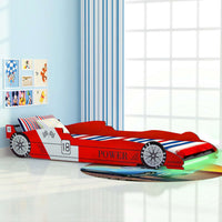 Thumbnail for Kinderbett mit LED im Rennwagen-Design 90 x 200 cm Rot