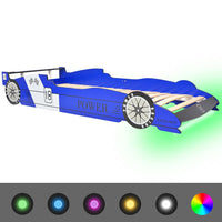 Thumbnail for Kinderbett mit LED im Rennwagen-Design 90 x 200 cm Blau