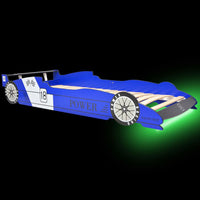 Thumbnail for Kinderbett mit LED im Rennwagen-Design 90 x 200 cm Blau