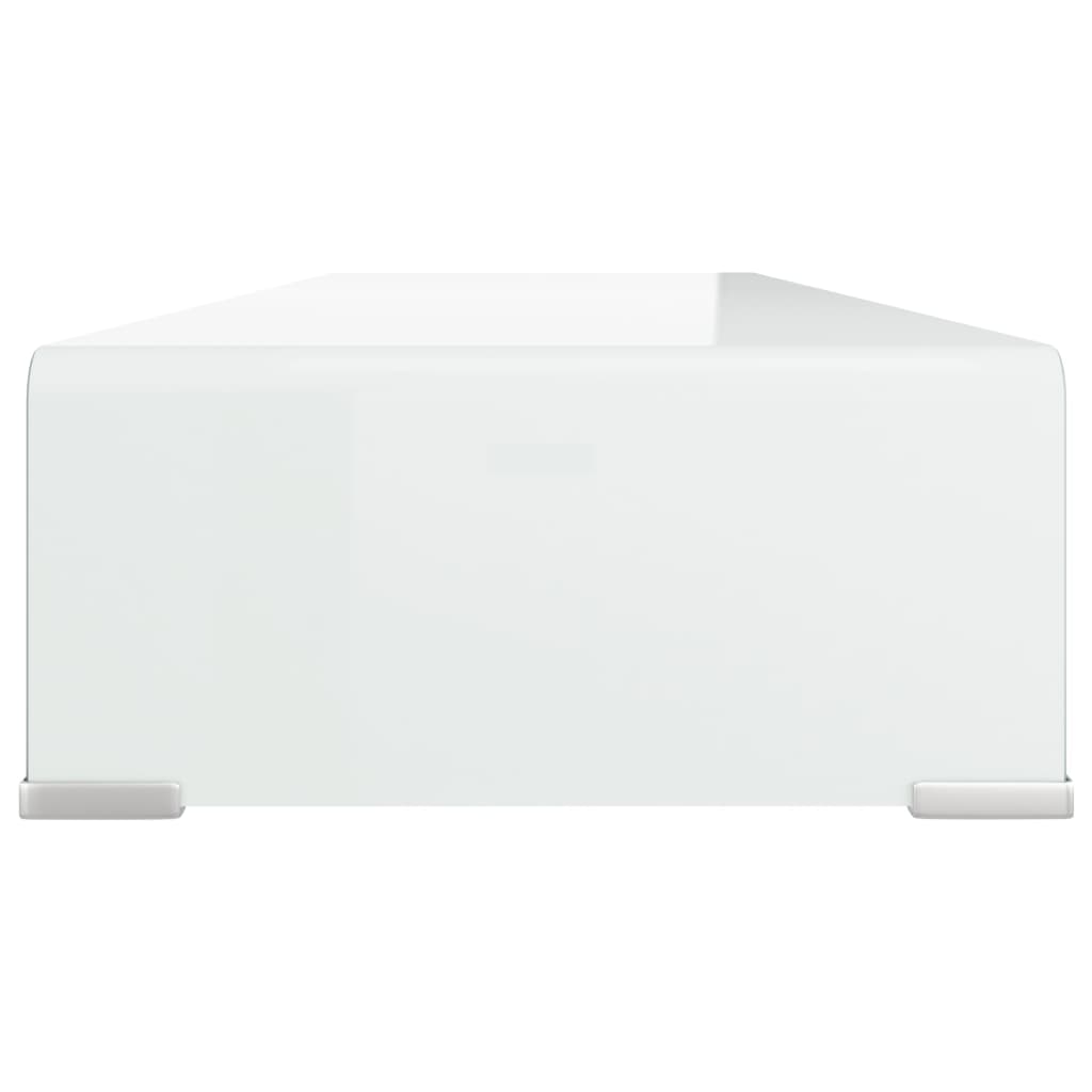 TV-Tisch/Bildschirmerhöhung Glas Weiß 90x30x13 cm