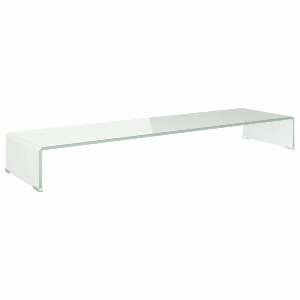 TV-Tisch/Bildschirmerhöhung Glas Weiß 110 x 30 x 13 cm