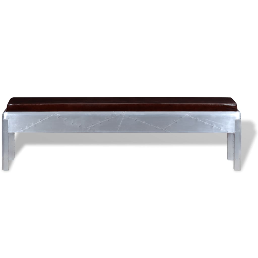 Sitzbank im Retro-Industrie-Design Echtleder 160 x 32 x 45 cm