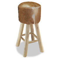 Thumbnail for Barhocker Echtleder und Teak Massivholz