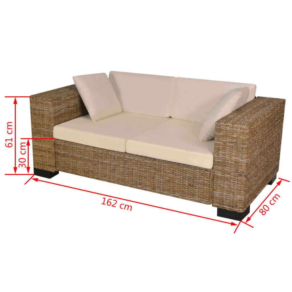 Sofa-Set 2-Sitzer und 3-Sitzer Echtes Rattan