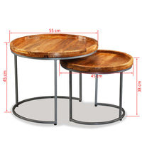 Thumbnail for Beistelltisch-Set 2 Stk. Mangoholz Massiv