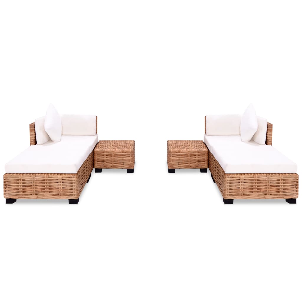 Sofagarnitur 16-tlg. Natürliches Rattan