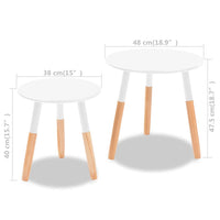 Thumbnail for Beistelltisch Set 2 Stk. Kiefernholz Massiv Weiß