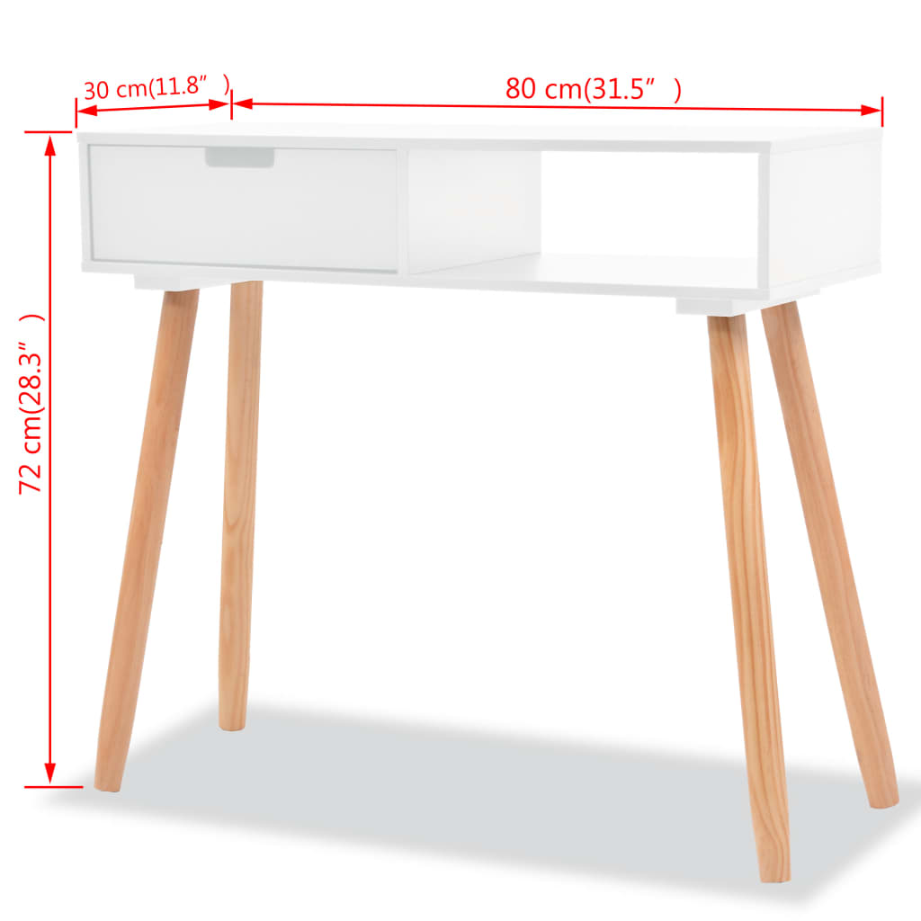 Konsolentisch Kiefernholz Massiv 80 x 30 x 72 cm Weiß