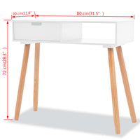 Thumbnail for Konsolentisch Kiefernholz Massiv 80 x 30 x 72 cm Weiß