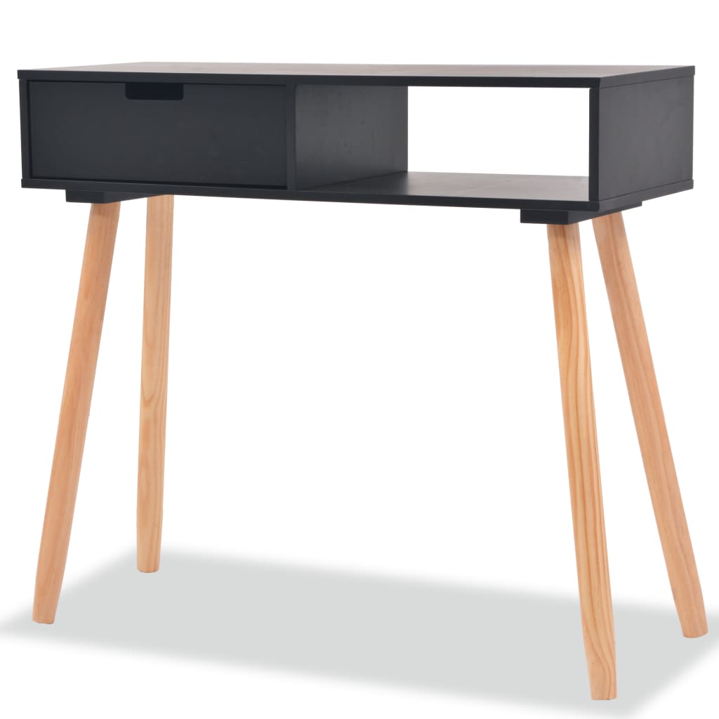 Konsolentisch Kiefernholz Massiv 80 x 30 x 72 cm Schwarz