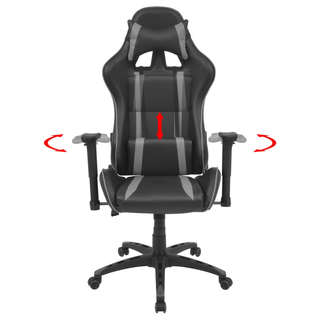 Neigbarer Racing-Bürostuhl Kunstleder Grau