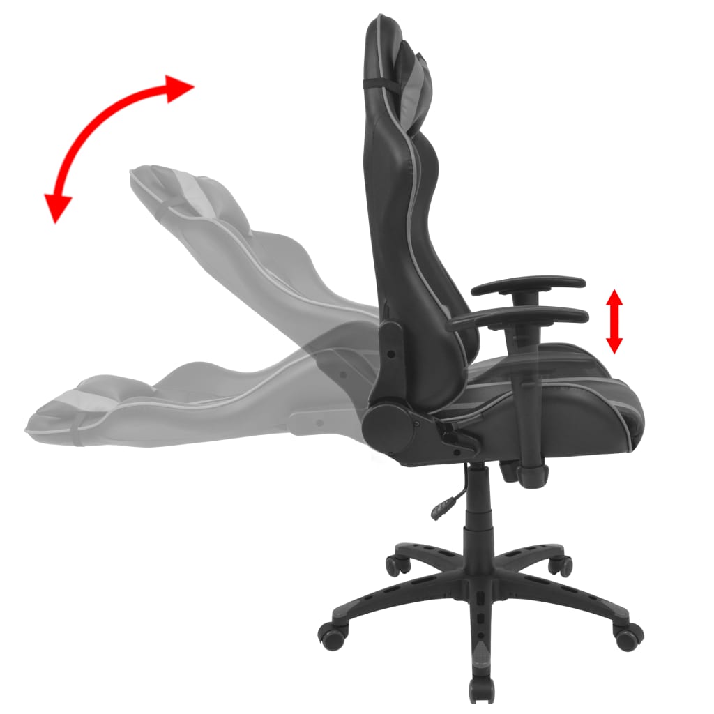 Neigbarer Racing-Bürostuhl Kunstleder Grau