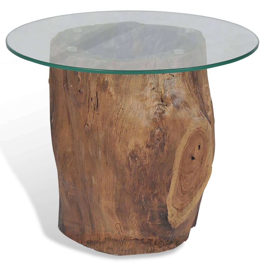 Couchtisch Teak Glas 50 x 40 cm