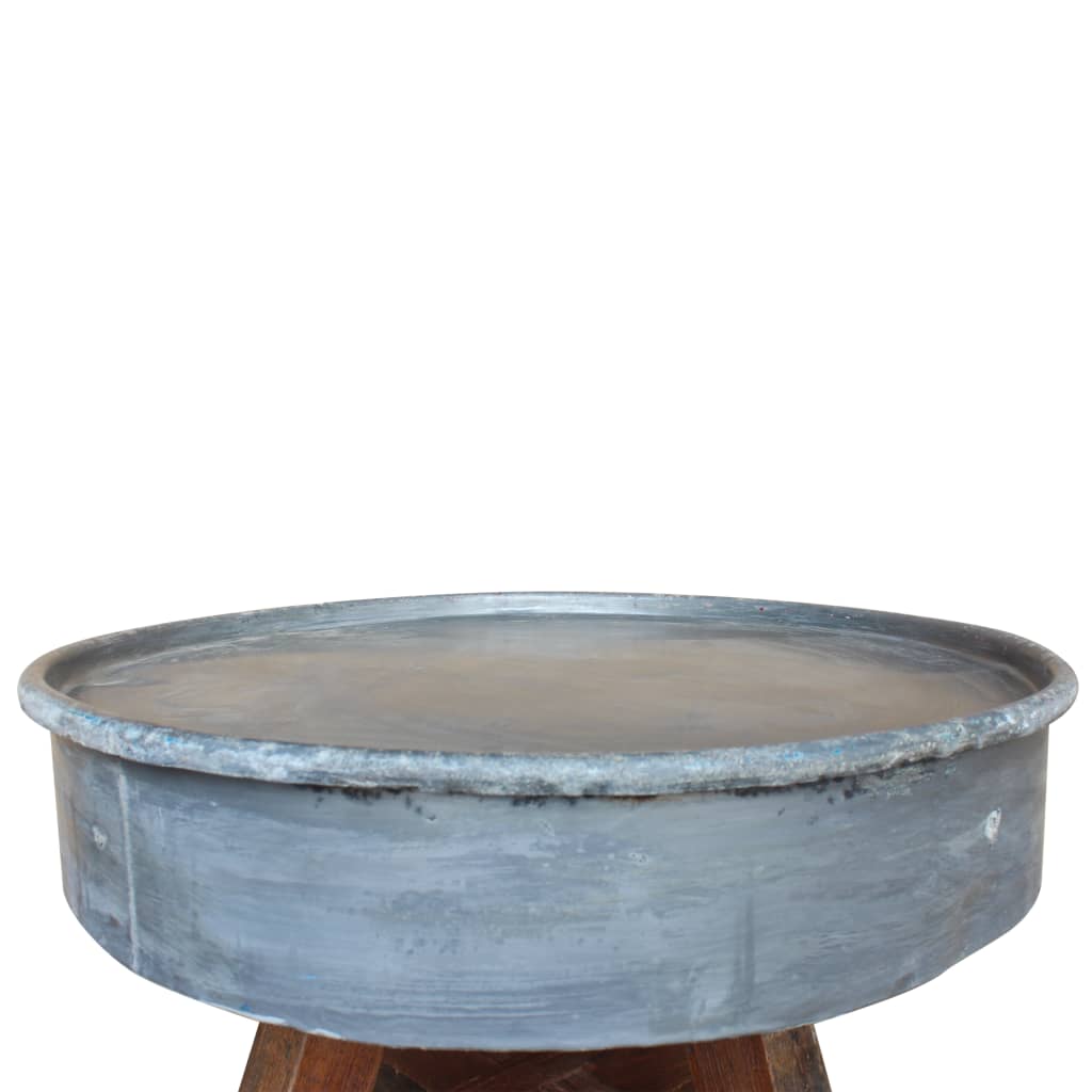 Couchtisch Massiv-Altholz 60 x 45 cm Silber