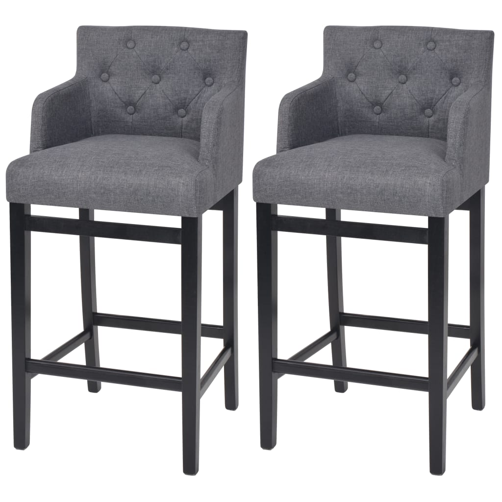 Barhocker 2 Stk. Dunkelgrau Stoff