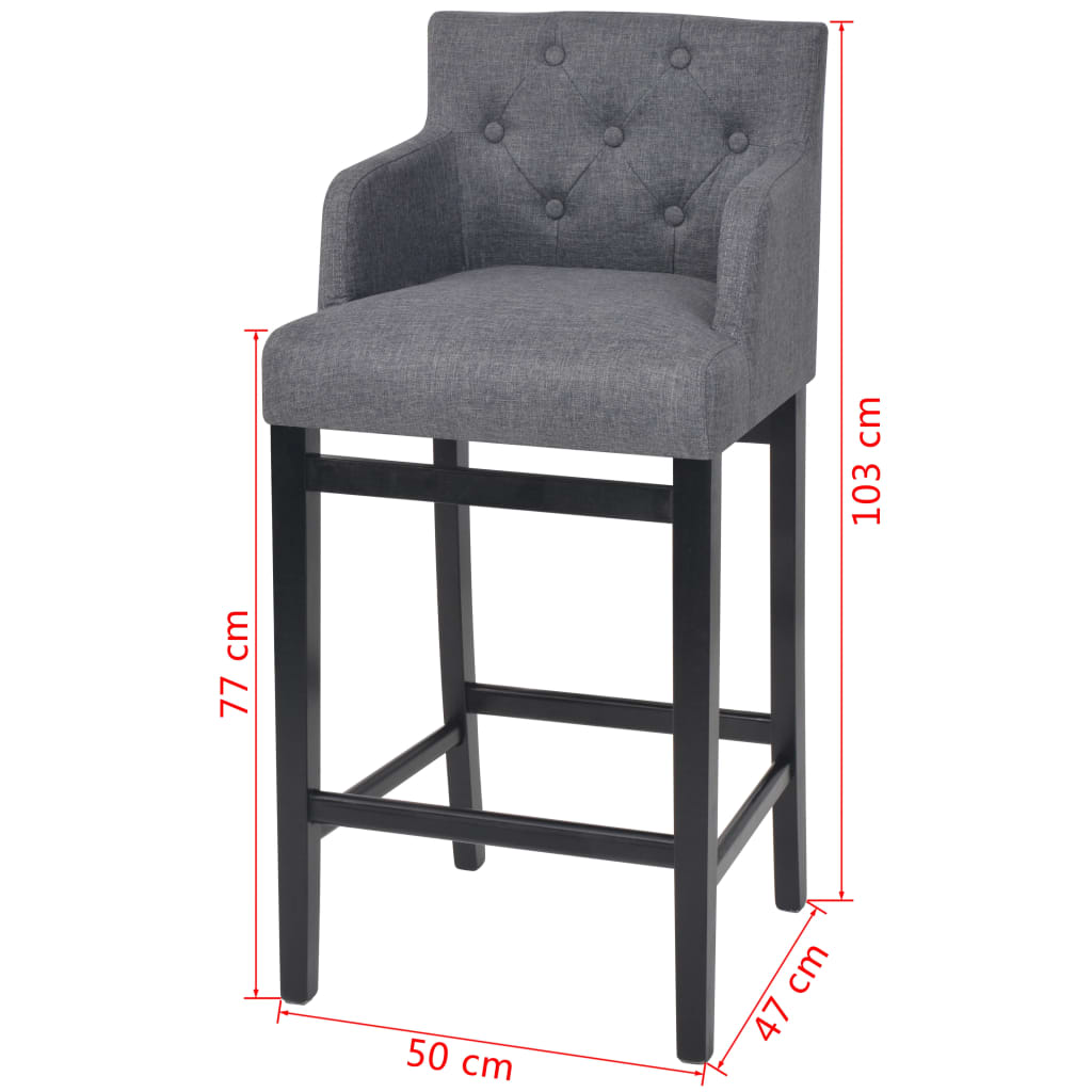 Barhocker 2 Stk. Dunkelgrau Stoff