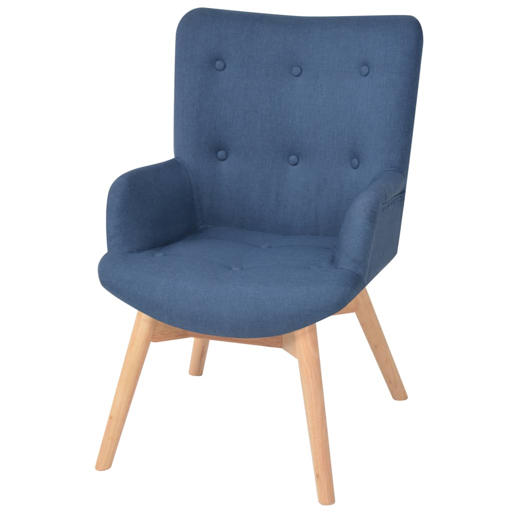 Sessel mit Fußhocker Blau Stoff