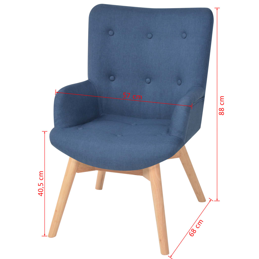 Sessel mit Fußhocker Blau Stoff