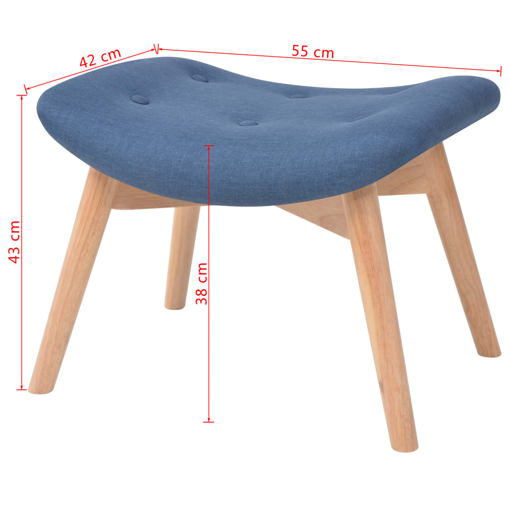 Sessel mit Fußhocker Blau Stoff