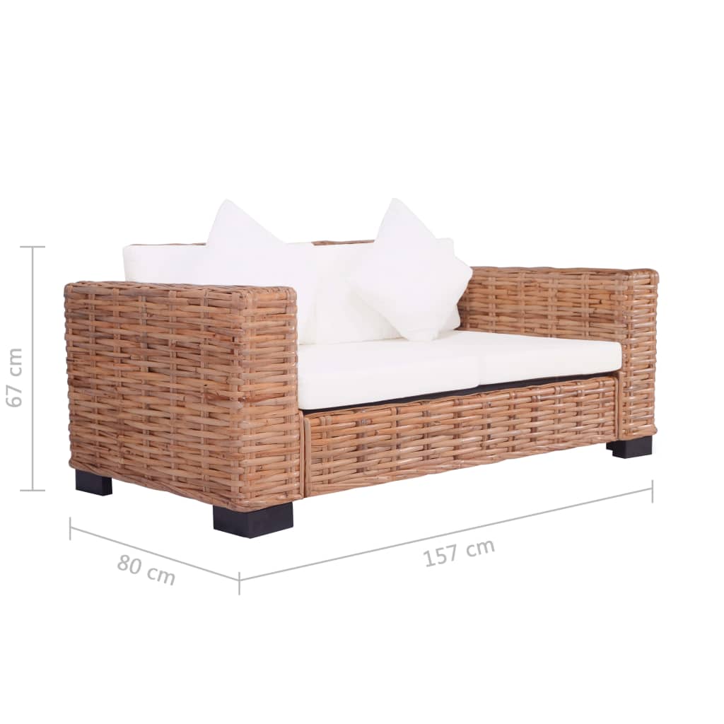 Sofa-Set 15-tlg. Natürliches Rattan