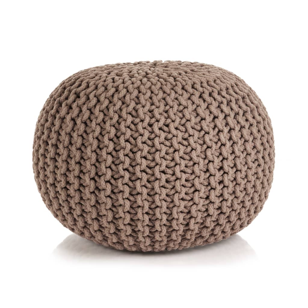 Handgestrickter Pouf Baumwolle 50 x 35 cm Braun