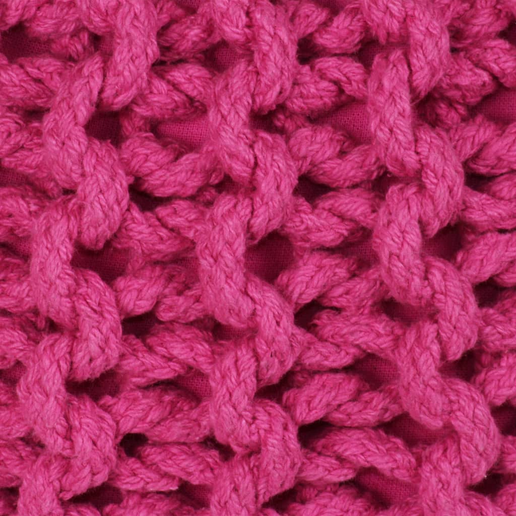 Handgestrickter Pouf Baumwolle 50 x 35 cm Rosa