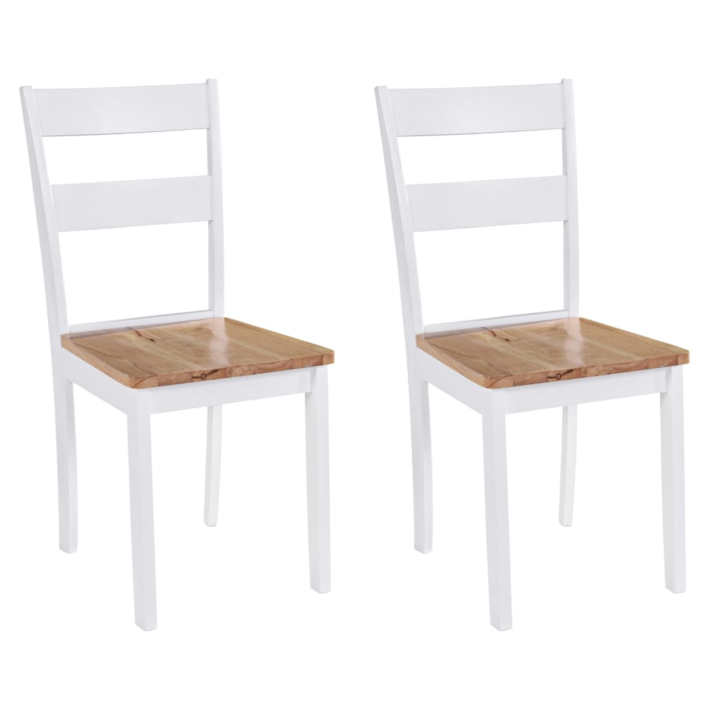 Esszimmerstühle 2 Stk. Weiß Kautschukbaum Massivholz
