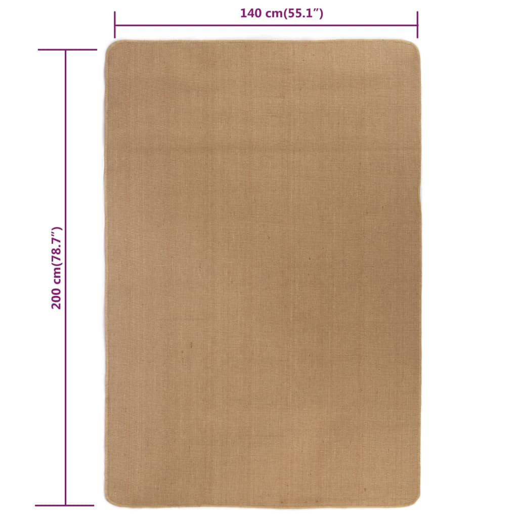 Teppich Jute mit Latexrücken 140 x 200 cm Naturfarben