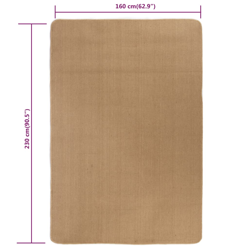Teppich Jute mit Latexrücken 160 x 230 cm Naturfarben