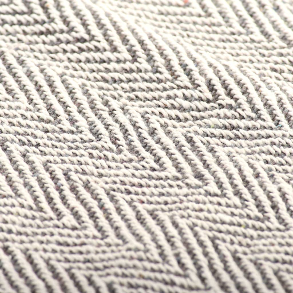 Überwurf Baumwolle Fischgrätmuster 160 x 210 cm Grau