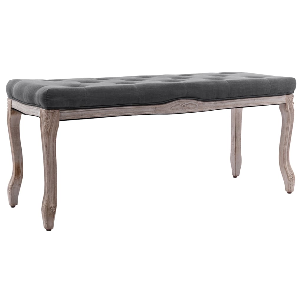 Bank Leinen Massivholz 110x38x48 cm Dunkelgrau