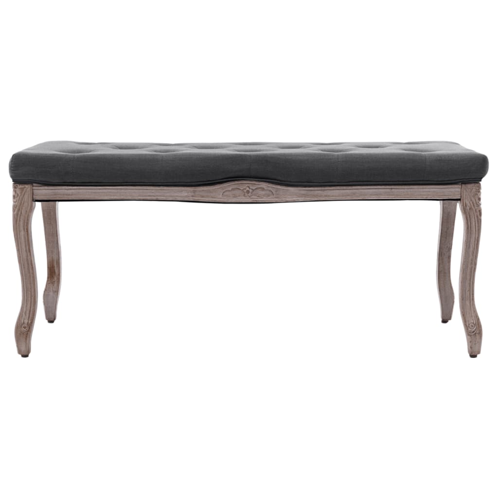 Bank Leinen Massivholz 110x38x48 cm Dunkelgrau