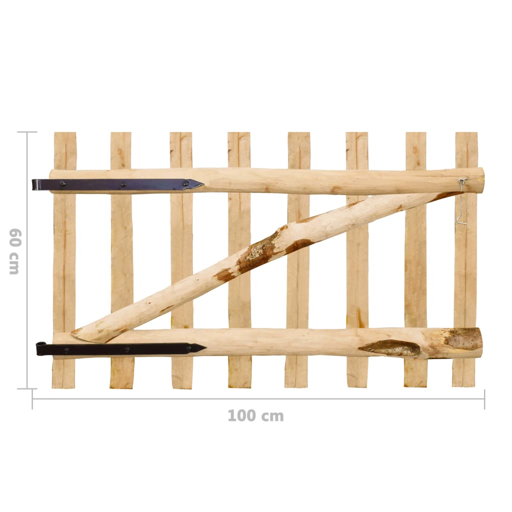 Zauntor Einflügelig Haselnussholz 100×60 cm