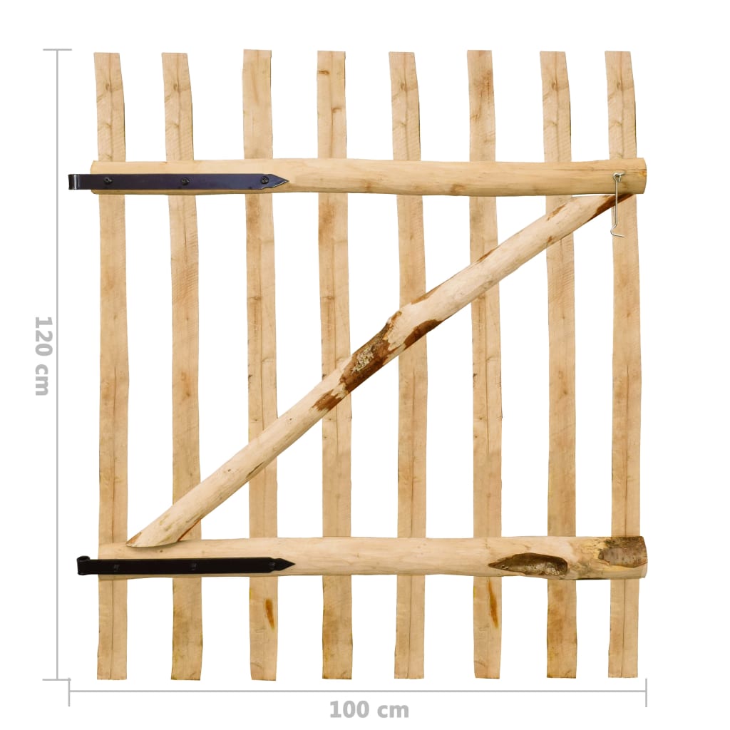 Zauntor Einflügelig Haselnussholz 100×120 cm
