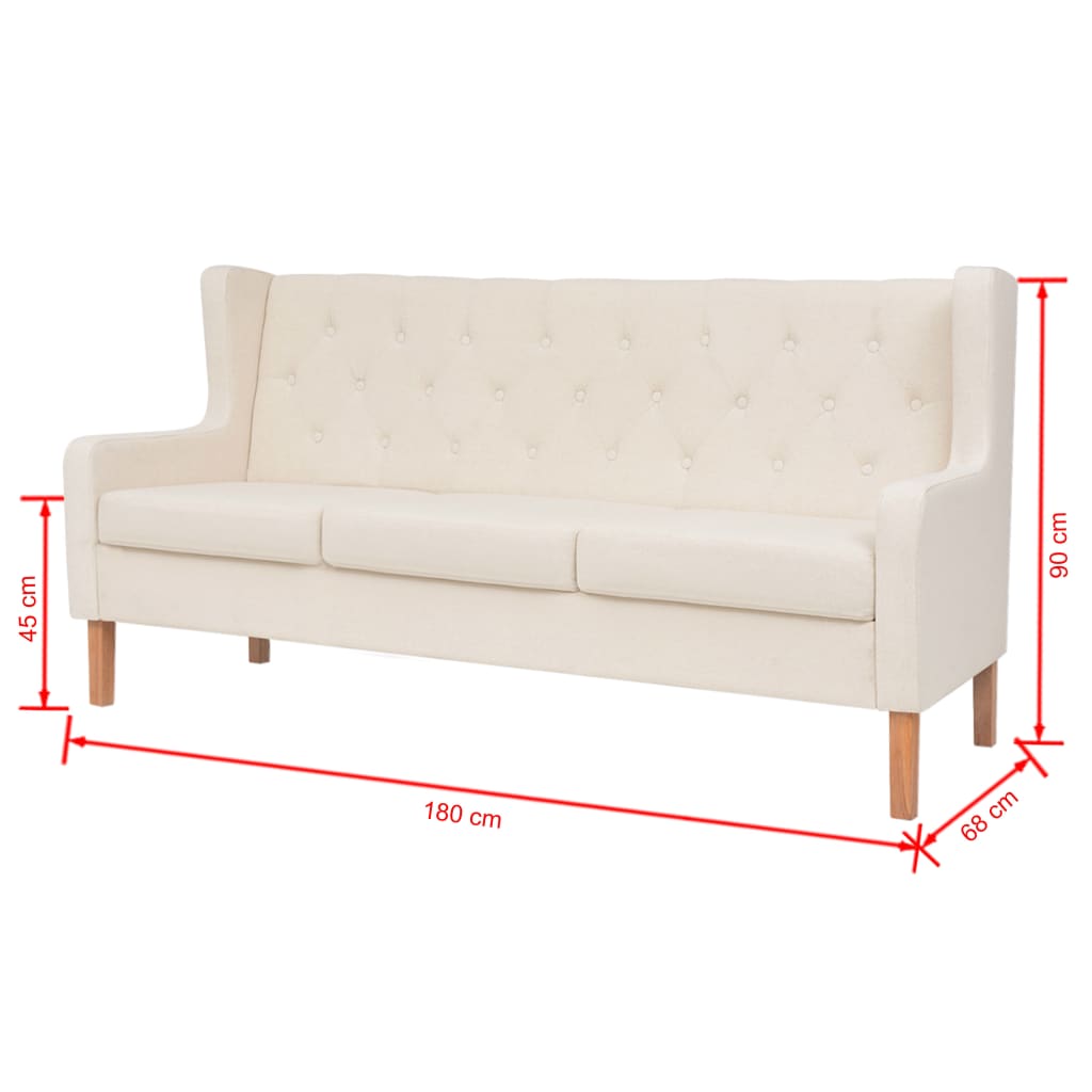 3-Sitzer-Sofa Stoff Cremeweiß