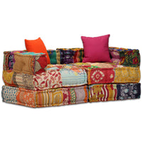 Thumbnail for 2-Sitzer Modularer Pouf Patchwork Stoff