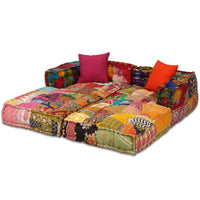 Thumbnail for 2-Sitzer Modularer Pouf Patchwork Stoff