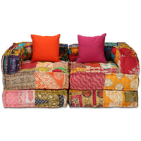 Thumbnail for 2-Sitzer Modularer Pouf Patchwork Stoff