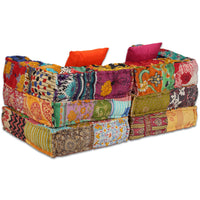 Thumbnail for 2-Sitzer Modularer Pouf Patchwork Stoff
