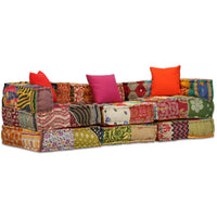 Thumbnail for 3-Sitzer Modularer Pouf Patchwork Stoff