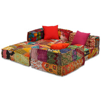 Thumbnail for 3-Sitzer Modularer Pouf Patchwork Stoff