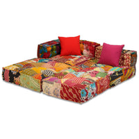 Thumbnail for 3-Sitzer Modularer Pouf Patchwork Stoff