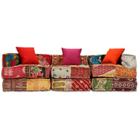 Thumbnail for 3-Sitzer Modularer Pouf Patchwork Stoff