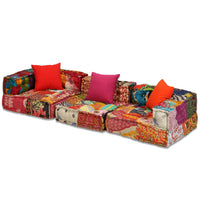 Thumbnail for 3-Sitzer Modularer Pouf Patchwork Stoff